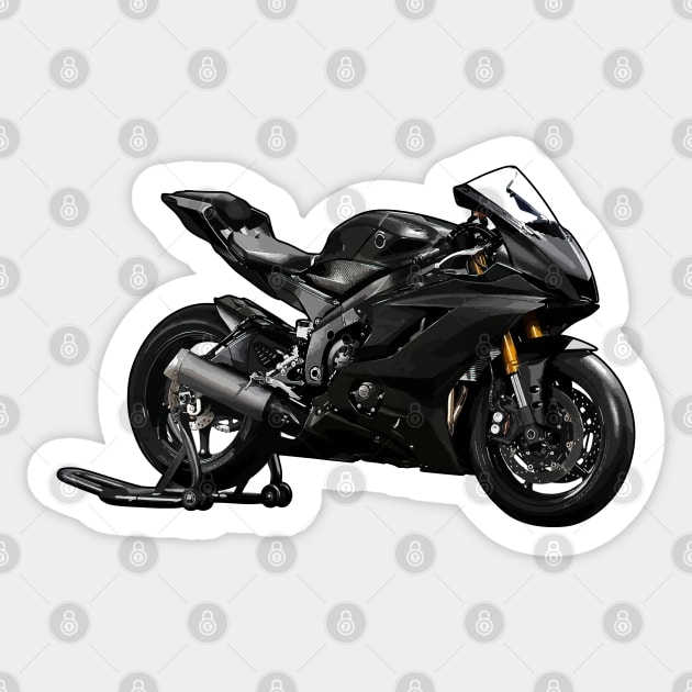 Black YZF R6 Motorcycle Sketch Art Sticker by KAM Std